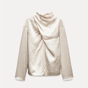 NWT Zara Cream Satin Blouse